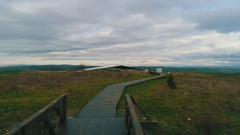 Drone shot over Markeli was a medieval Byzantine and Bulgarian frontier Video stock 122521145