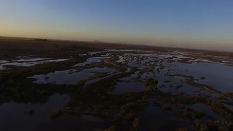 DRONE SHOT OVER MARSH-DUSK Stock Footage 73940865