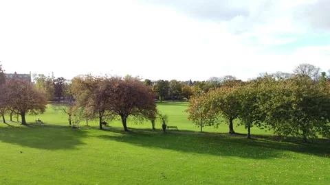 Drone shot over the Meadows in Edinburgh Scotland Stock Footage 235313328