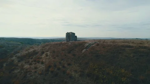 Drone shot over Medieval Byzantine fortress Bukelon, village Matochina, Bulgaria Stock-Footage 119719680