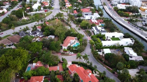 Drone Shot over Miami Beach showing Residential Area. Video stock 273547604