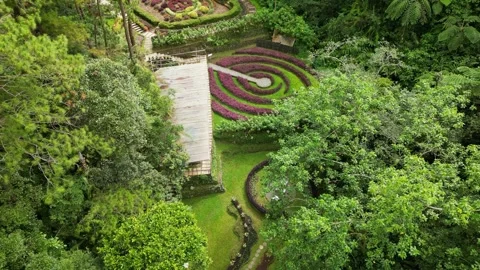 Drone Shot Over Mount Costa Garden In La Trinidad, Benguet, Philippines Stockbeeldmateriaal 331605096