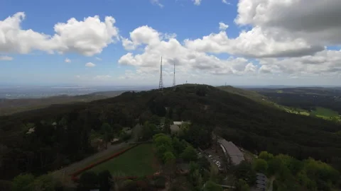 Drone shot over Mount Lofty summit in Adelaide hills Stock Footage 205017609