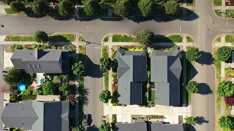 Drone shot over Neighborhood Stock Footage 201190813