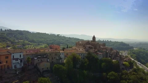 Drone shot over old beautiful villas in Tuscany, Italy Stock Footage 143359516