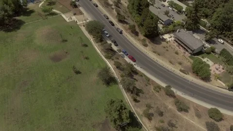 Drone shot over the park and lake Stock Footage 84582365