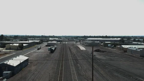 Drone Shot over rail yard Stockbeeldmateriaal 141483597