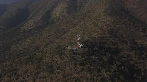 Drone Shot Over Ridge Antenna in San Carlos de Apoquindo Stock Footage 338009359
