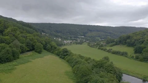 Drone shot over the River Wye, Wales Video stock 137508461