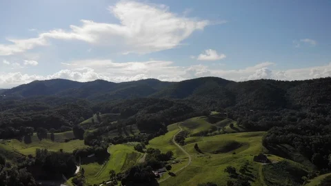 Drone Shot over Road Through Mountains Stock Footage 94139649
