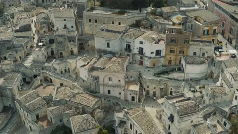Drone shot over the Sassi of Matera, Italy 4K Stock Footage 162910141