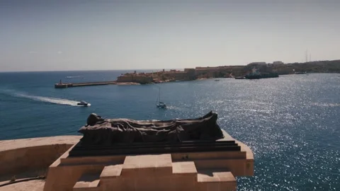Drone Shot over Sleeping Soldier, Valletta, Malta Stock Footage 314805601