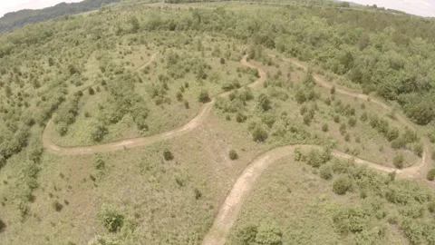 Drone Shot Over Trees and Fields 스톡 동영상 243292327