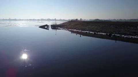 Drone shot over water Stock Footage 74870737