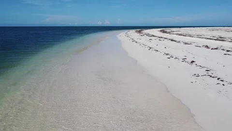 Drone shot over White beach with cristal blue water in the Mexican Caribbean Stock Footage 160981182