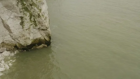 Drone shot over white rocks cliffs south england Video stock 123905946