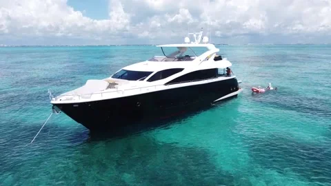 Drone shot over yacht in Cancun Mexico Stock Footage 161084953