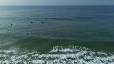 Drone shot overhead varkala beach India kerala overview zoom out shot Stock Footage 256652804