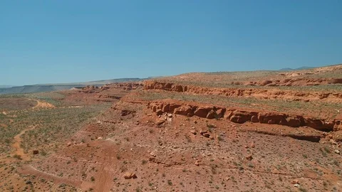 Drone shot overlooking red plains view Stock Footage 107879305