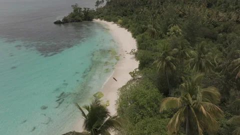 Drone Shot of Oyama Beach Hidden Gem in Sulawesi D-Log M LOG Format Stock Footage 316037664