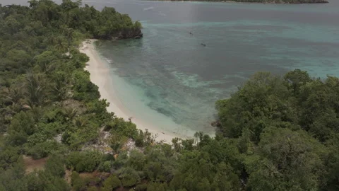 Drone Shot of Oyama Beach Hidden Gem in Banggai Sulawesi D Log M LOG Format Stock Footage 316049860