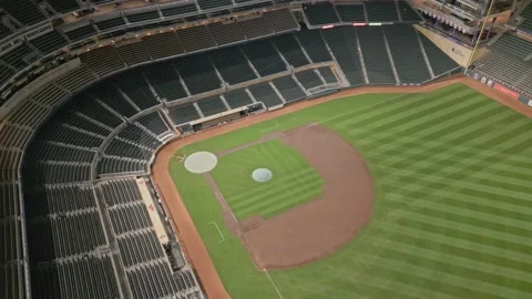 Drone Shot Panning Over an Empty Target Field at Night In Minneapolis Stock Footage 225604700