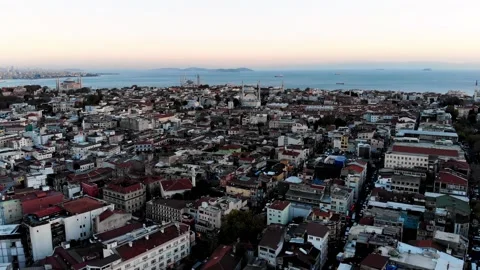 Drone shot of a panoramic view of Istanbul Stock Footage 167085294