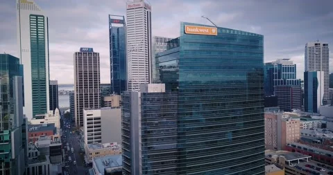 Drone shot of Perth CBD, Australia. Stock Footage 130995728