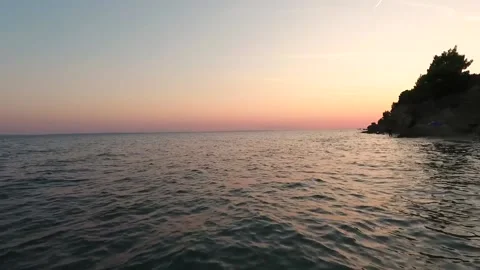 Drone shot of pink sunset Stock Footage 143965458