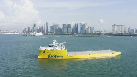 Drone shot of platform supply vessel, Singapore Stock Footage 157572417