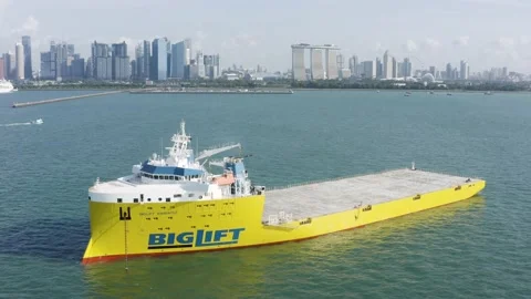 Drone shot of platform supply vessel, Singapore Stock Footage 157572426