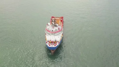 Drone shot of platform supply vessel, Singapore Stock Footage 157572467