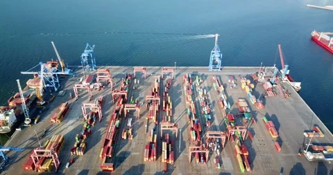 Drone shot of the port Stock Footage 292805957