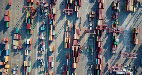 Drone shot of the port Stock Footage 292806601
