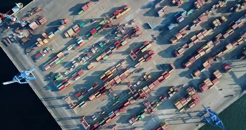 Drone shot of the port Stock Footage 292807584
