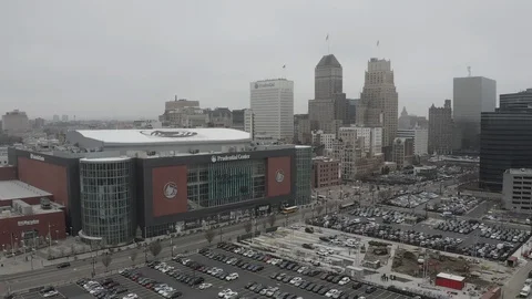Drone shot of Prudential Center in Newark Stock Footage