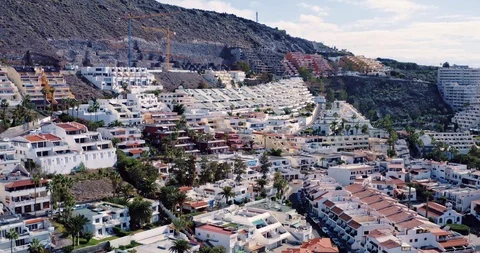 Drone shot Of Puerto De Los Gigantes In Tenerife Stock Footage 125904698