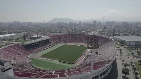 Drone Shot Pulling Back From Estadio Nacional Memorial To Reveal Santiago Stock Footage 344913949