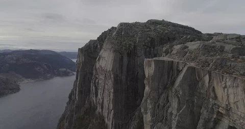 Drone shot of pulpit rock aka preikestolen in Norway Stock Footage 87861409
