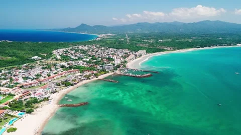 Drone shot in Punta Mita, Nayarit. Mexico. Sayulita Beach in the Background Stock Footage 295798803