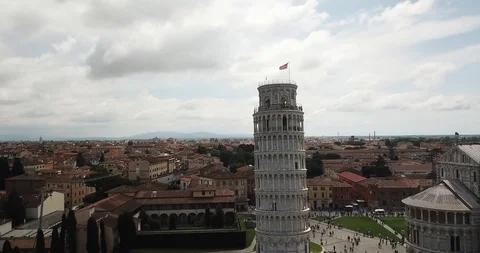Drone shot push in Leaning tower of Pisa Stock Footage 100162049