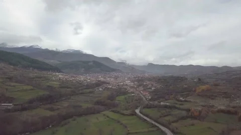 Drone Shot Push In Rhodope Mountains Bulgaria Fall Winter Stock Footage 231496270
