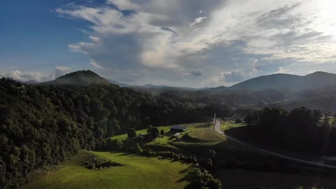 Drone Shot Push/Descend toward Barn Stock Footage 94140540
