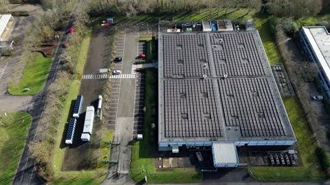 Drone Shot of Quantum Computing AI Cloud Data Center UK Stock Footage 337440239