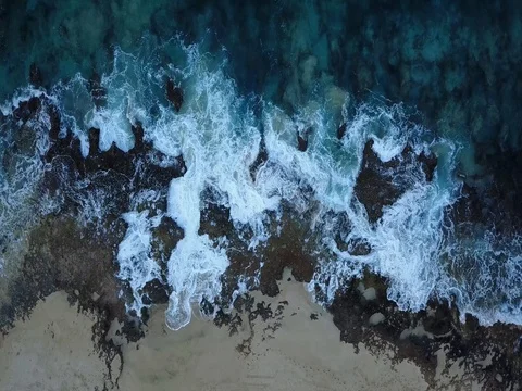 Drone shot of Reef at Keawaula aka Yokahamas Stock Footage 80970267