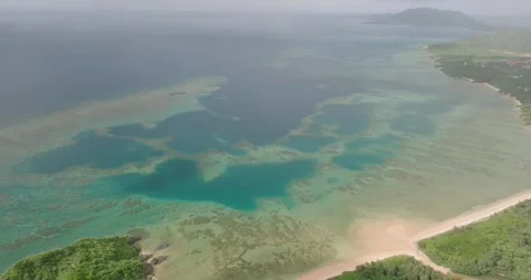 Drone Shot of Remote Beaches and Blue Sea Ishigaki Japan Stock Footage 328712073