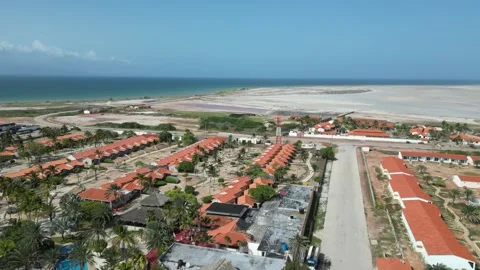 Drone Shot of resorts on Isla de Coche, Venezulea Stock Footage 261019078