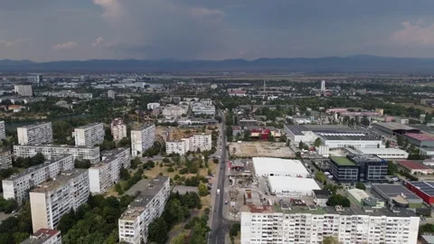 Drone shot, rising above Sofia, the capital city of Bulgaria, on a rainy day Stock Footage 294269428