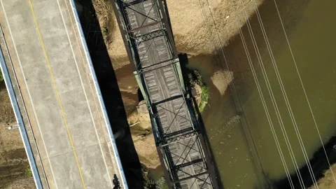 Drone shot of river and bridge Video stock 259868301