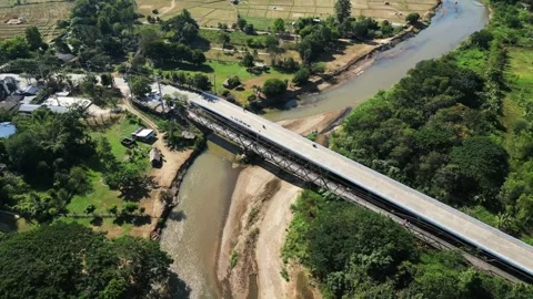 Drone shot of river and bridge Video stock 259868319